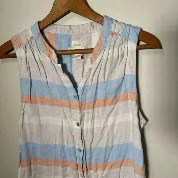 Cynthia rowley  100% linen nautical striped dress M - Picture 3 of 6